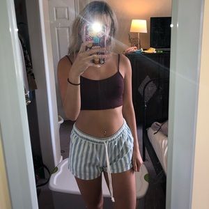 light blue and white stripped shorts